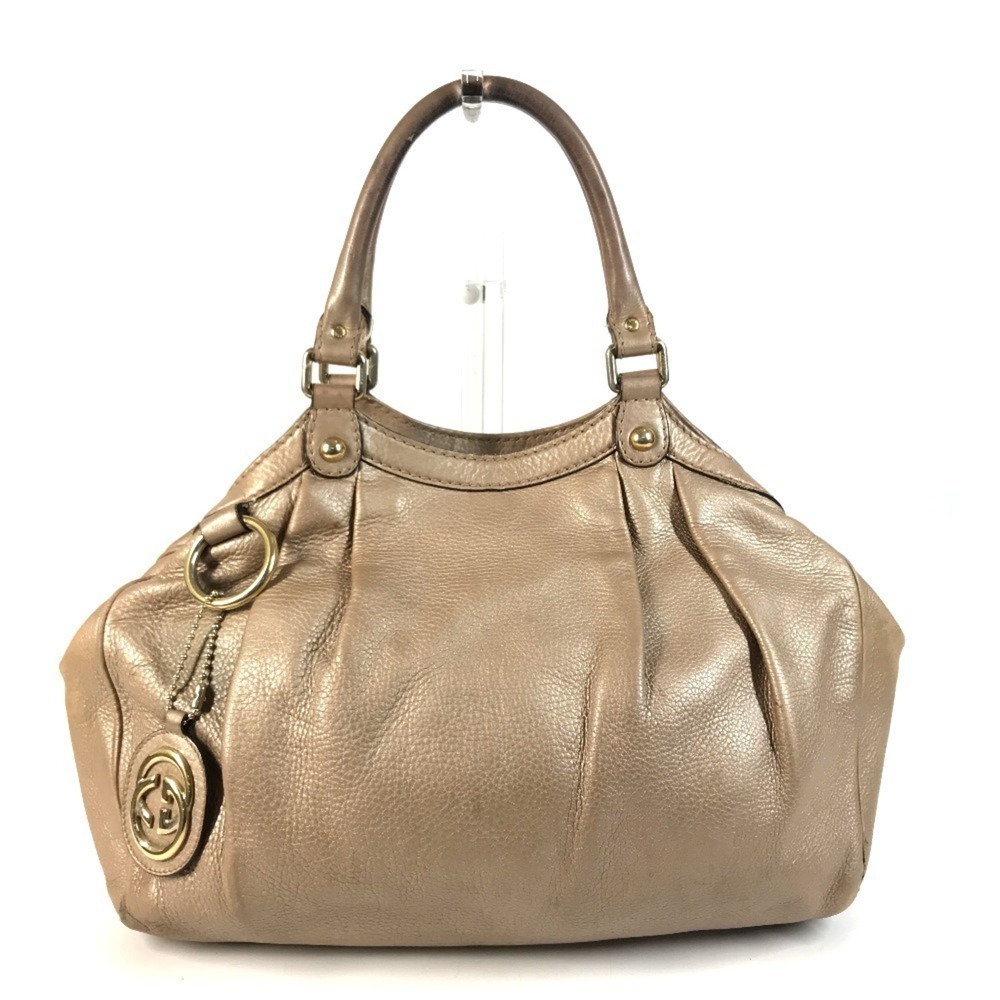 GUCCI 211944 GG Charm Bag Tote Shoulder Leather Men's Women's Metallic Pink B...